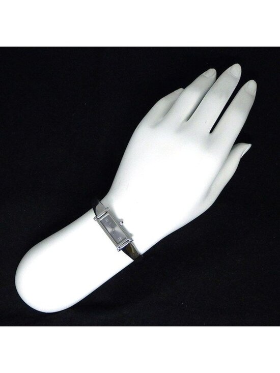 Gucci Watch Bangle Rectangular Sunray Silver Dial SS Quartz Analog